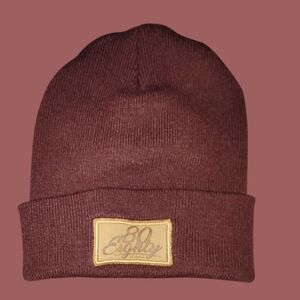 80EIGHTY MAROON PATCH BEANIE PREMIUM AUTOMOTIVE APPAREL ONE SIZE ~ FITTED